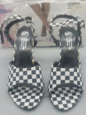 Sexy Racer Heels - Black and White Checker Board Pattern heels. Deadstock 2014